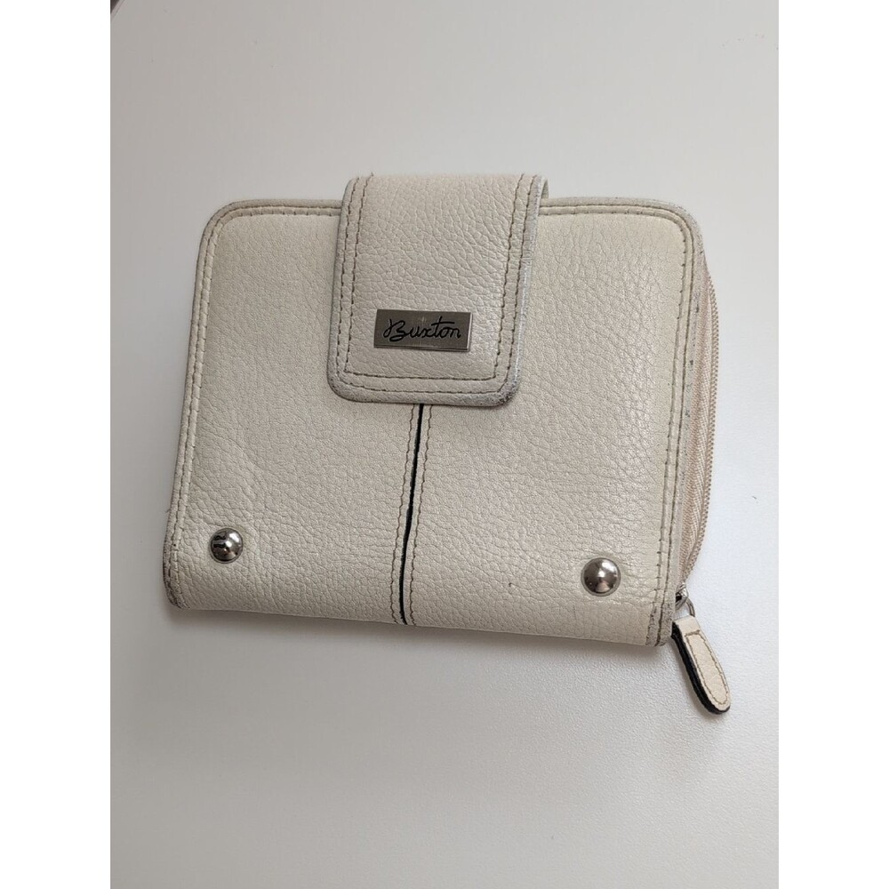 Buxton Off-White Leather Snap & Zip Wallet